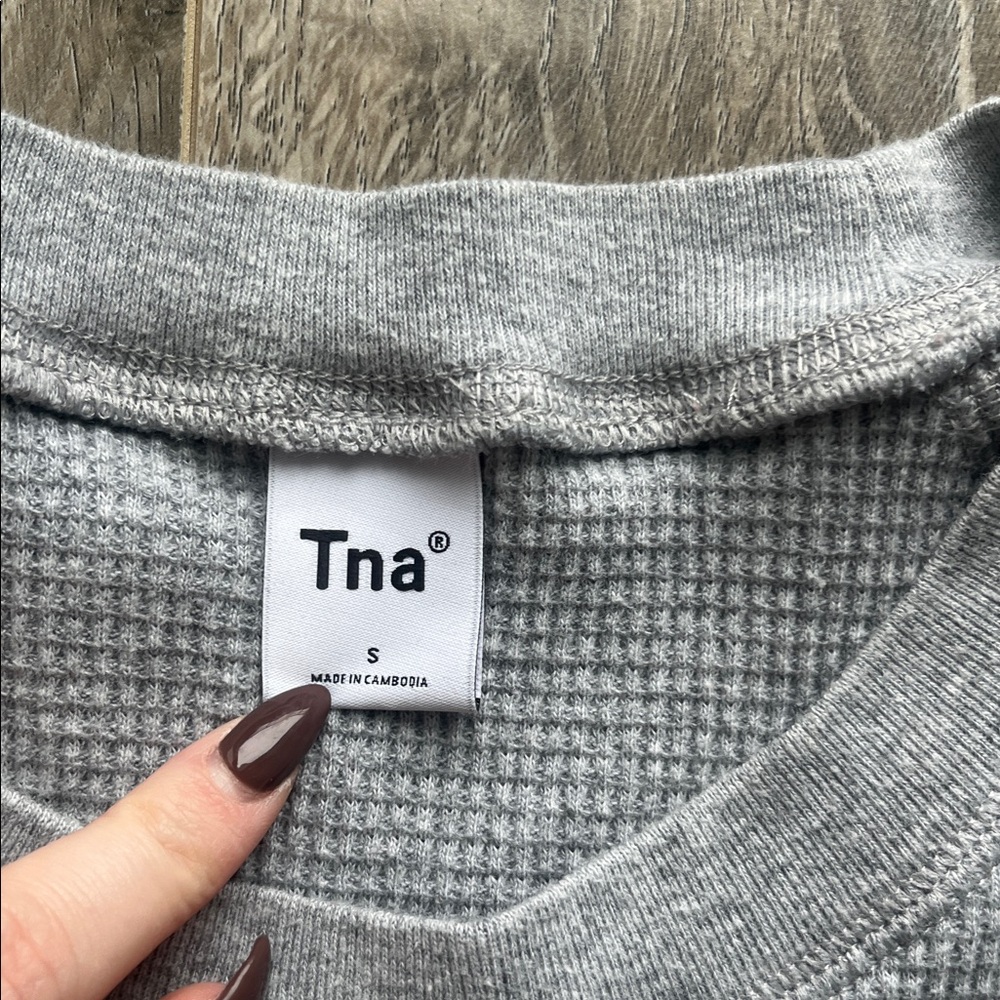TNA Light Gray Alder Waffle Crewneck - Picture 3 of 4